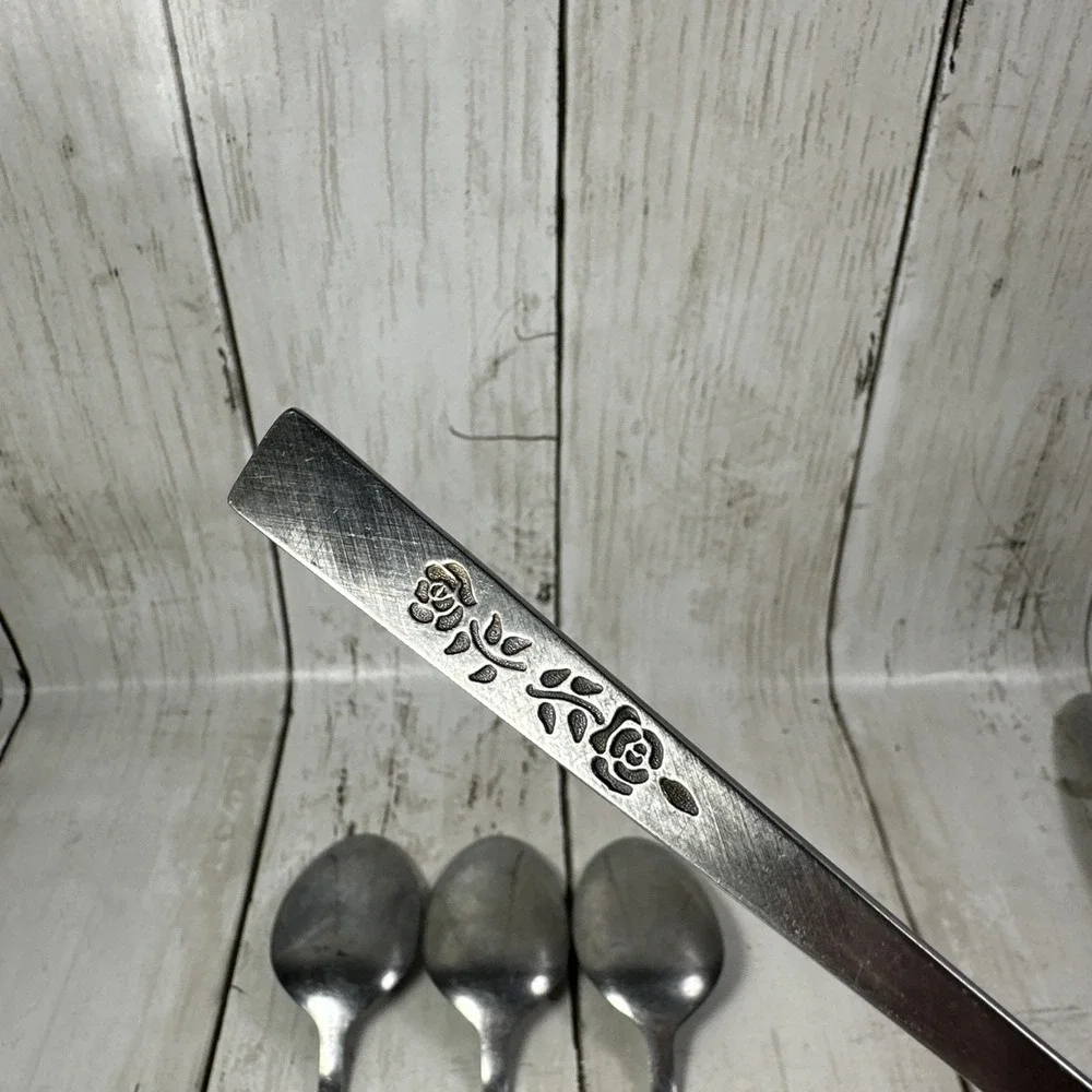 Oxford Hall OXH3 Stainless 4 Oval Soup Spoons Rose Burnished Japan Flatware B67G
